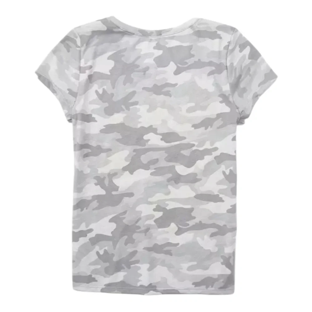 Justice Gray Camo Gold Glitter “GRL POWER” Short Sleeve Tee-Shirt